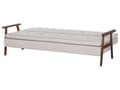 Miniatyrbilde 5 av 11: Sovesofa Beige Stoff med Armlener i Mørkt Tre Polstret 3 Seters Klikk-klakk-seng Treramme