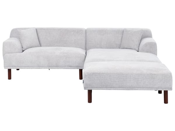 Hjørnesofa med fotskammel Lysegrå Stoff L-form 4-seter Venstrevendt Vannavvisende stoff Minimalistisk stil
