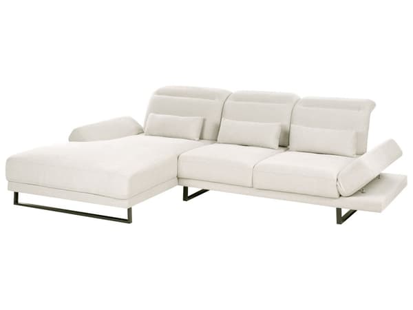 Hjørnesofa med Open End Lys Beige Stof Polyester 4 Personers Sofa med Chaiselong L Formet Sofa Dyb Blød Stofsofa Design Højrevendt