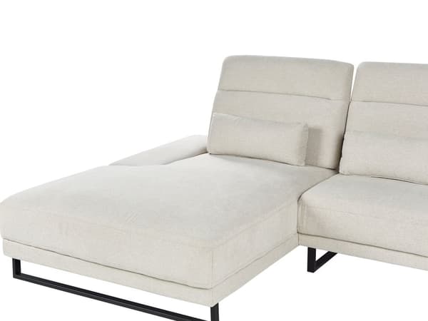 Hjørnesofa med Open End Lys Beige Stof Polyester 4 Personers Sofa med Chaiselong L Formet Sofa Dyb Blød Stofsofa Design Højrevendt