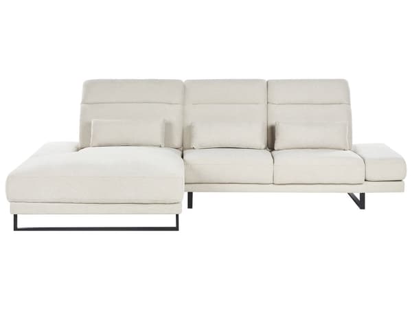 Hjørnesofa med Open End Lys Beige Stof Polyester 4 Personers Sofa med Chaiselong L Formet Sofa Dyb Blød Stofsofa Design Højrevendt