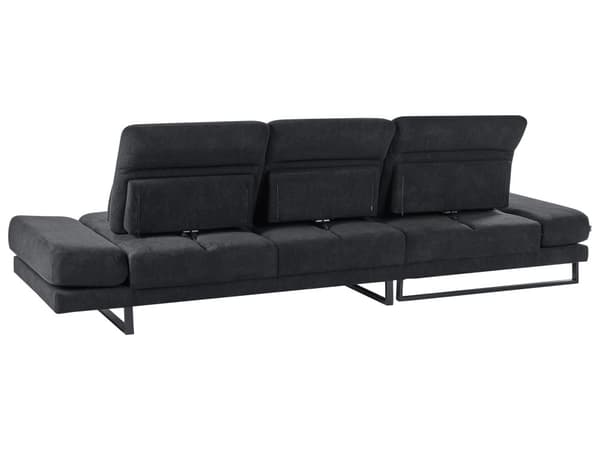 Hjørnesofa med Open End Sort Stof Polyester 4 Personers Sofa med Chaiselong L Formet Sofa Dyb Blød Stofsofa Design Højrevendt