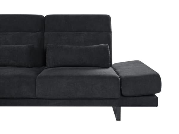 Hjørnesofa med Open End Sort Stof Polyester 4 Personers Sofa med Chaiselong L Formet Sofa Dyb Blød Stofsofa Design Højrevendt
