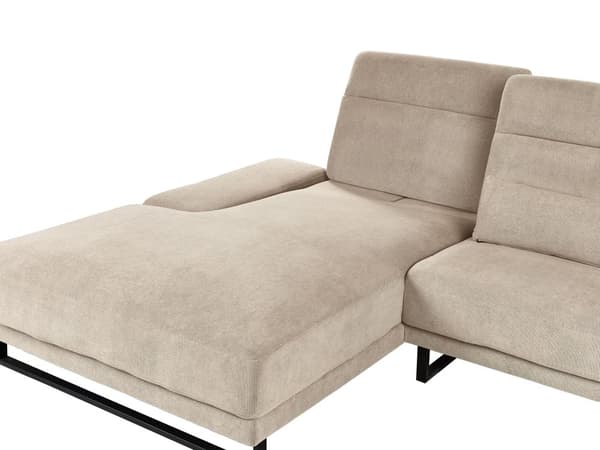 Hjørnesofa med Open End Taupe Stof Polyester 4 Personers Sofa med Chaiselong L Formet Sofa Dyb Blød Stofsofa Design Højrevendt