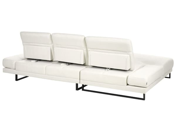 Hjørnesofa med Open End Off White Stof Polyester 4 Personers Sofa med Chaiselong L Formet Sofa Dyb Blød Stofsofa Design Højrevendt