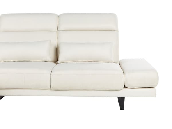 Hjørnesofa med Open End Off White Stof Polyester 4 Personers Sofa med Chaiselong L Formet Sofa Dyb Blød Stofsofa Design Højrevendt
