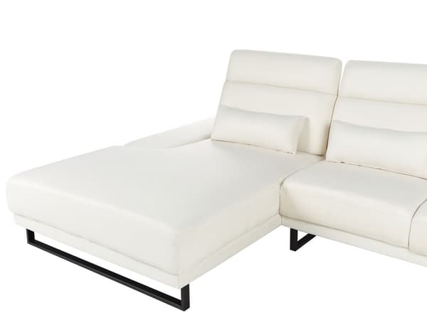 Hjørnesofa med Open End Off White Stof Polyester 4 Personers Sofa med Chaiselong L Formet Sofa Dyb Blød Stofsofa Design Højrevendt