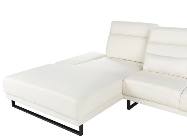 Hjørnesofa med Open End Off White Stof Polyester 4 Personers Sofa med Chaiselong L Formet Sofa Dyb Blød Stofsofa Design Højrevendt