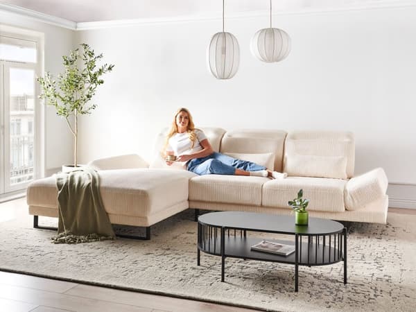 Hjørnesofa med Open End Beige Fløjl Polyester 4 Personers Sofa med Chaiselong L Formet Sofa Dyb Blød Stofsofa Design Højrevendt
