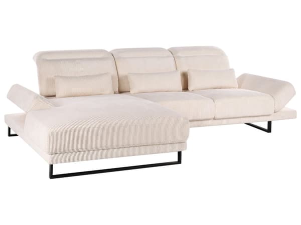 Hjørnesofa med Open End Beige Fløjl Polyester 4 Personers Sofa med Chaiselong L Formet Sofa Dyb Blød Stofsofa Design Højrevendt