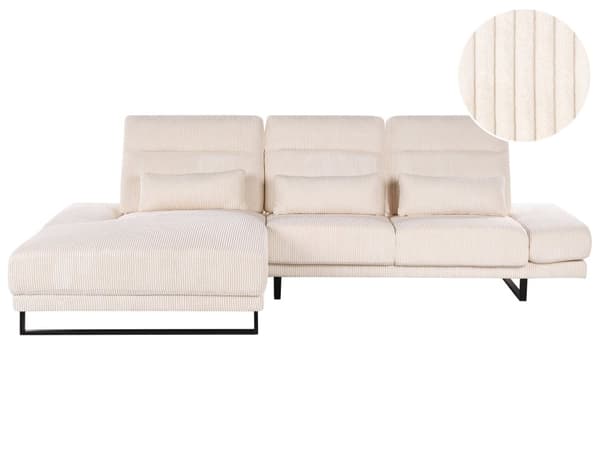 Hjørnesofa med Open End Beige Fløjl Polyester 4 Personers Sofa med Chaiselong L Formet Sofa Dyb Blød Stofsofa Design Højrevendt