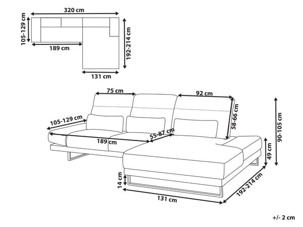 Hjørnesofa med Open End Beige Fløjl Polyester 4 Personers Sofa med Chaiselong L Formet Sofa Dyb Blød Stofsofa Design Venstrevendt