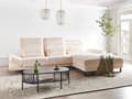 Miniatyrbillede 5 af 11: Hjørnesofa med Open End Beige Fløjl Polyester 4 Personers Sofa med Chaiselong L Formet Sofa Dyb Blød Stofsofa Design Venstrevendt