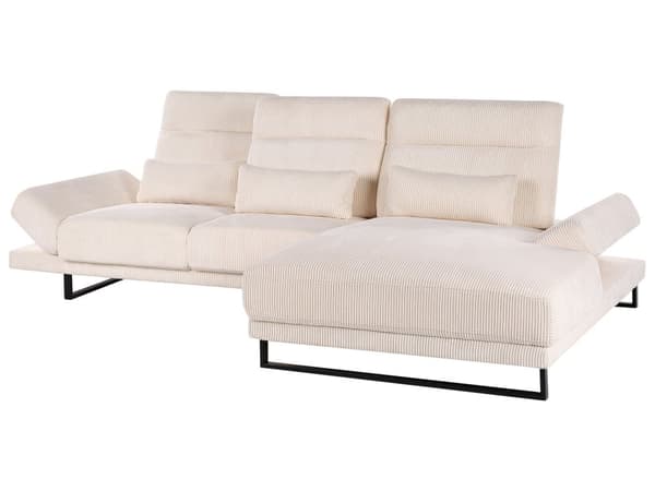 Hjørnesofa med Open End Beige Fløjl Polyester 4 Personers Sofa med Chaiselong L Formet Sofa Dyb Blød Stofsofa Design Venstrevendt