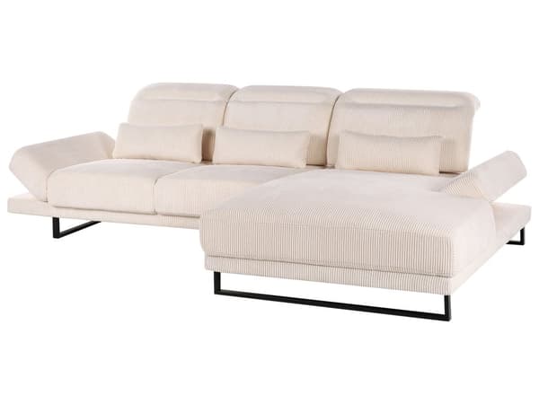 Hjørnesofa med Open End Beige Fløjl Polyester 4 Personers Sofa med Chaiselong L Formet Sofa Dyb Blød Stofsofa Design Venstrevendt