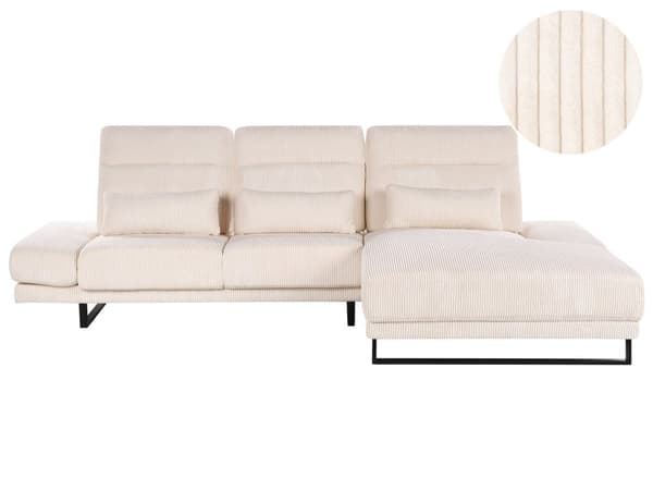 Hjørnesofa med Open End Beige Fløjl Polyester 4 Personers Sofa med Chaiselong L Formet Sofa Dyb Blød Stofsofa Design Venstrevendt