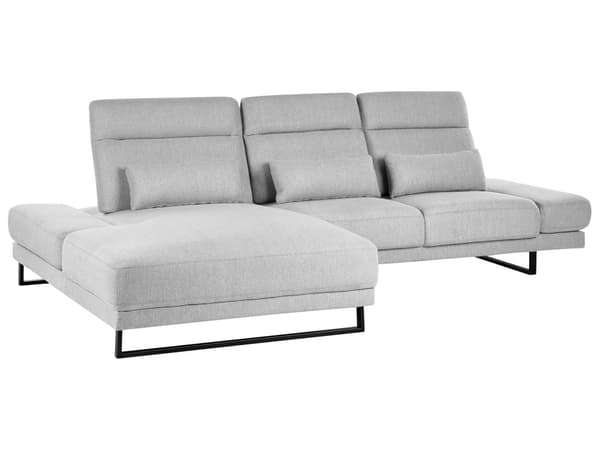 Hjørnesofa med Open End Lysegrå Stof Polyester 4 Personers Sofa med Chaiselong L Formet Sofa Dyb Blød Stofsofa Design Højrevendt
