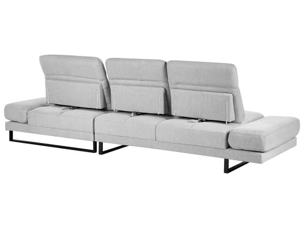 Hjørnesofa med Open End Lysegrå Stof Polyester 4 Personers Sofa med Chaiselong L Formet Sofa Dyb Blød Stofsofa Design Højrevendt
