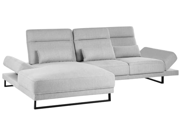 Hjørnesofa med Open End Lysegrå Stof Polyester 4 Personers Sofa med Chaiselong L Formet Sofa Dyb Blød Stofsofa Design Højrevendt