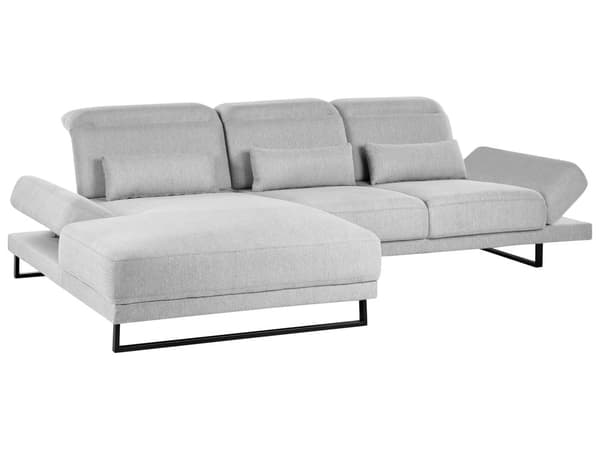 Hjørnesofa med Open End Lysegrå Stof Polyester 4 Personers Sofa med Chaiselong L Formet Sofa Dyb Blød Stofsofa Design Højrevendt