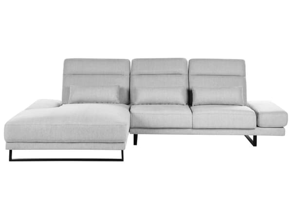 Hjørnesofa med Open End Lysegrå Stof Polyester 4 Personers Sofa med Chaiselong L Formet Sofa Dyb Blød Stofsofa Design Højrevendt