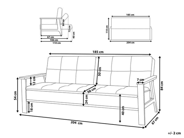 Sovesofa Lysegrå Polyester 3 Personers Moderne Blød Sofa Sofaseng Tre Personers Designsofa Praktisk Splitback Stofsofa God Liggekomfort