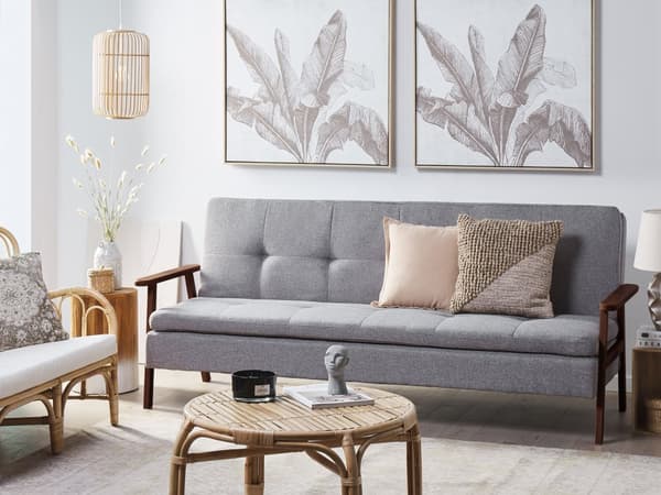 Sovesofa Lysegrå Polyester 3 Personers Moderne Blød Sofa Sofaseng Tre Personers Designsofa Praktisk Splitback Stofsofa God Liggekomfort