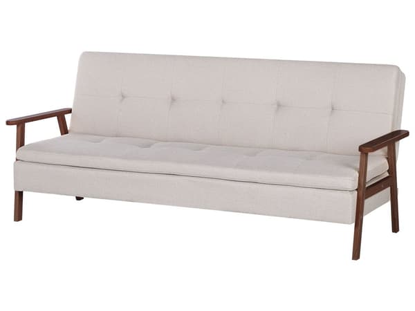 Sovesofa Beige Polyester 3 Personers Moderne Blød Sofa Sofaseng Tre Personers Designsofa Praktisk Splitback Stofsofa God Liggekomfort