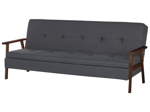 Sovesofa Mørkegrå Polyester 3 Personers Moderne Blød Sofa Sofaseng Tre Personers Designsofa Praktisk Splitback Stofsofa God Liggekomfort