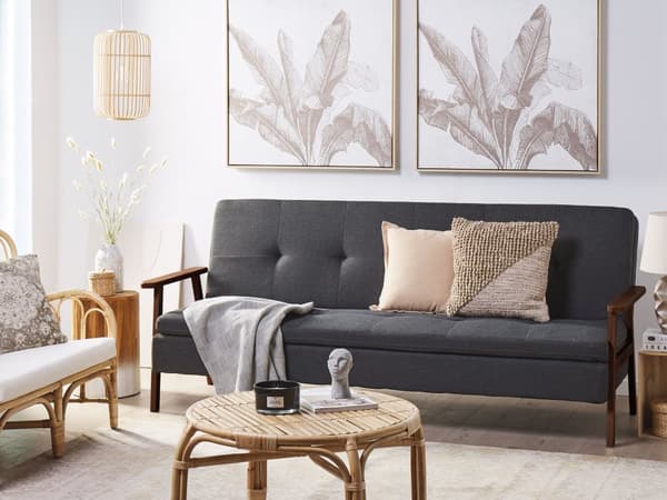 Sovesofa Mørkegrå Polyester 3 Personers Moderne Blød Sofa Sofaseng Tre Personers Designsofa Praktisk Splitback Stofsofa God Liggekomfort