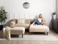 Miniatyrbillede 4 af 11: Hjørnesofa med Chaiselong Beige Polyester 3 Personers Sofa L Formet Dyb Sofahjørne Siddemøbel Blød Stofsofa med Fodskammel Venstrevendt