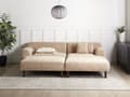 Miniatyrbillede 5 af 11: Hjørnesofa med Chaiselong Beige Polyester 3 Personers Sofa L Formet Dyb Sofahjørne Siddemøbel Blød Stofsofa med Fodskammel Venstrevendt
