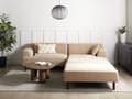 Miniatyrbillede 6 af 11: Hjørnesofa med Chaiselong Beige Polyester 3 Personers Sofa L Formet Dyb Sofahjørne Siddemøbel Blød Stofsofa med Fodskammel Venstrevendt