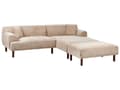 Miniatyrbillede 11 af 11: Hjørnesofa med Chaiselong Beige Polyester 3 Personers Sofa L Formet Dyb Sofahjørne Siddemøbel Blød Stofsofa med Fodskammel Venstrevendt