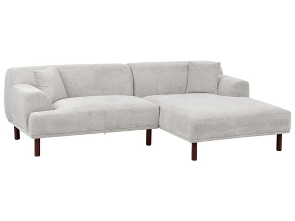 Hjørnesofa med Chaiselong Lysegrå Polyester 3 Personers Sofa L Formet Dyb Sofahjørne Siddemøbel Blød Stofsofa Venstrevendt