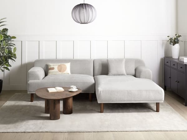 Hjørnesofa med Chaiselong Lysegrå Polyester 3 Personers Sofa L Formet Dyb Sofahjørne Siddemøbel Blød Stofsofa Venstrevendt