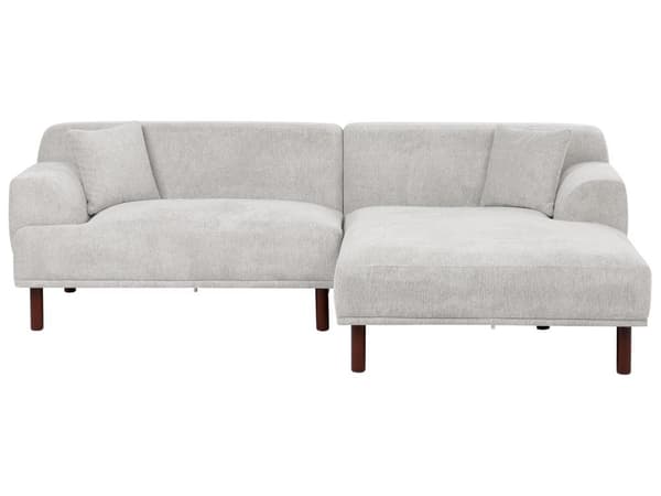 Hjørnesofa med Chaiselong Lysegrå Polyester 3 Personers Sofa L Formet Dyb Sofahjørne Siddemøbel Blød Stofsofa Venstrevendt