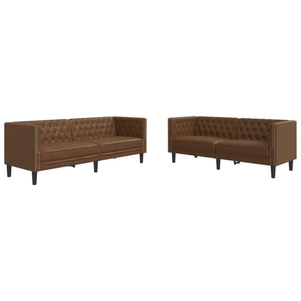 Soffgrupp chesterfield 2 delar brun konstmocka