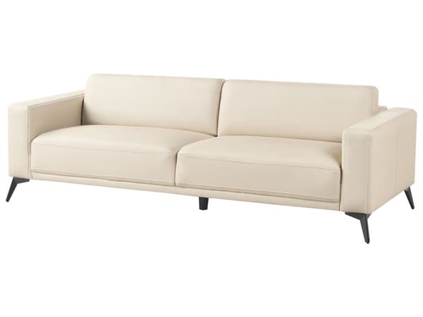 Soffa 3-sits Beige Konstläder Justerbar Ryggstöd Höjd Modern