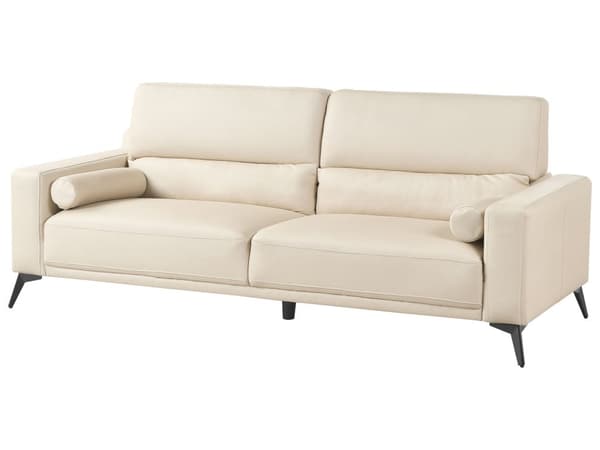 Soffa 3-sits Beige Konstläder Justerbar Ryggstöd Höjd Modern