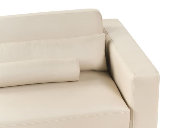 Soffa 3-sits Beige Konstläder Justerbar Ryggstöd Höjd Modern