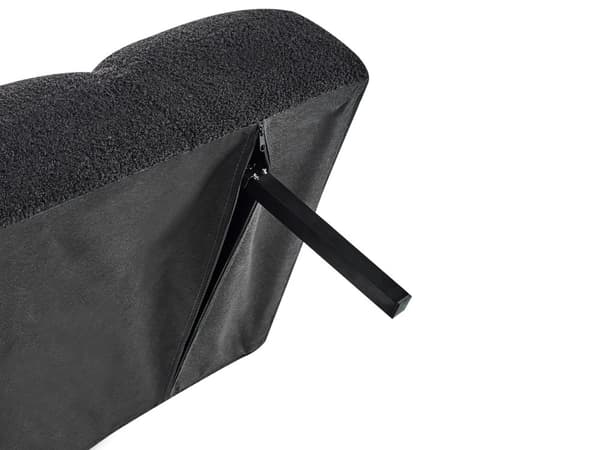Bäddsoffa Svart Boucle Tyg Stoppad 3-sits Liggande Ryggstöd Kvadratisk Quiltad