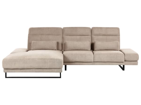 Høyre Hjørnesofa Taupe Polyester Polstring Stålben Justerbare Armlener og Ryggstøtte Stue Møbler