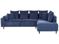 Miniatyrbilde 4 av 11: Hjørnesofa Venstrevendt Blå Kordfløyel Stoffputer Metall Svart Ben Retro Design Pute Ryggstøtte