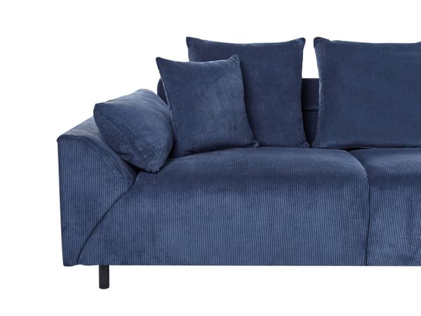 Hjørnesofa Venstrevendt Blå Kordfløyel Stoffputer Metall Svart Ben Retro Design Pute Ryggstøtte