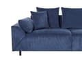 Miniatyrbilde 7 av 11: Hjørnesofa Venstrevendt Blå Kordfløyel Stoffputer Metall Svart Ben Retro Design Pute Ryggstøtte