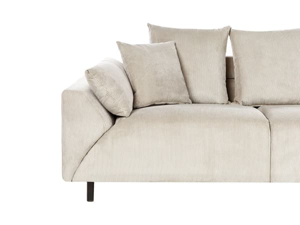 Hjørnesofa Venstrevendt Beige Kordfløyel Stoffputer Metall Svart Ben Retro Design Pute Ryggstøtte