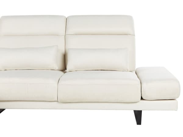 Høyre Hjørnesofa Off-white Polyester Polstring Stålben Justerbare Armlener og Ryggstøtte Stue Møbler