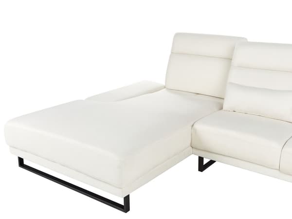 Høyre Hjørnesofa Off-white Polyester Polstring Stålben Justerbare Armlener og Ryggstøtte Stue Møbler