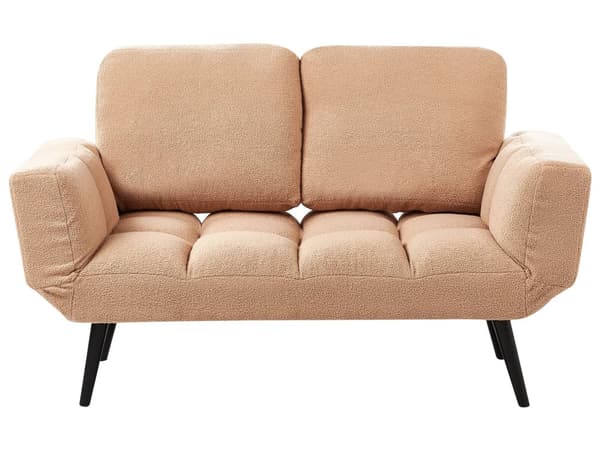 Sovesofa Sand Beige Boucle Metallben 2 Seter Soverom Funksjon Justerbare Armlener Moderne
